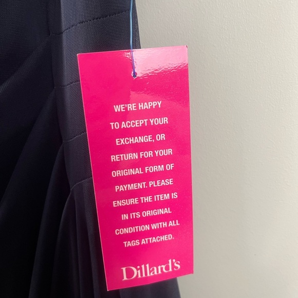 Xscape Plus Size Long Beaded Sequin Illusion Neckline Jersey Dress 18W Navy FLAW - Picture 8 of 15